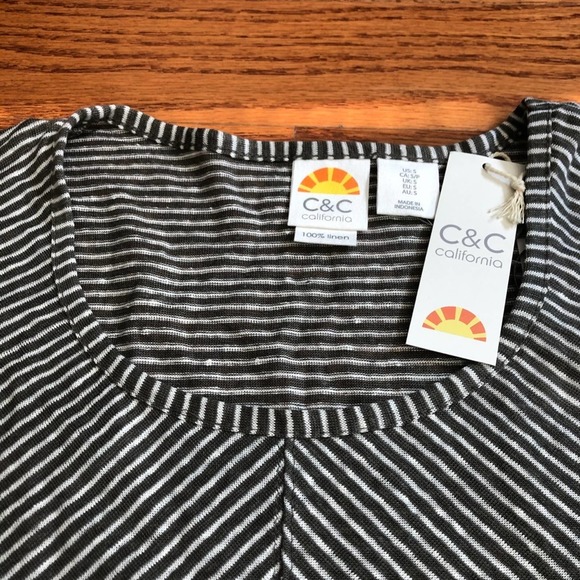 C&C California Women’s Stripped Linen Top SZ M - Picture 4 of 5